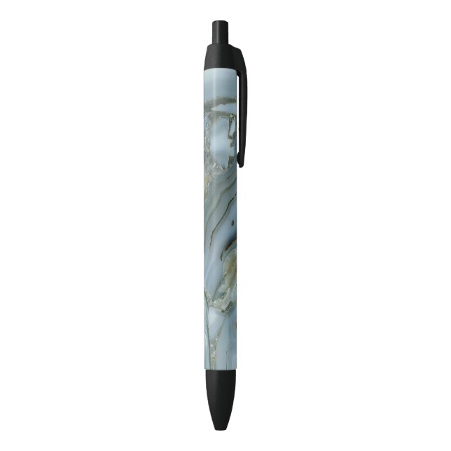 Stylo Noir Marbre gris bleu avec Veine or (Bas (Vertical))