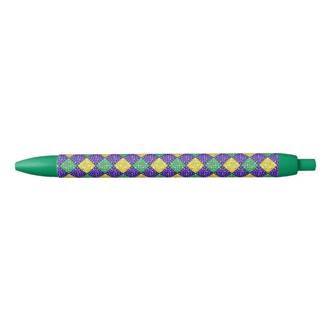 Stylo Noir Mardi Gras Harlequin Motif du carnaval de Diamond (Devant)