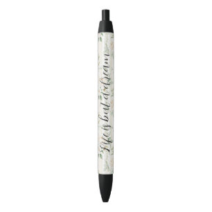 Stylo Noir Mariage Fleurs de Roses Crème Romantique Fête de M