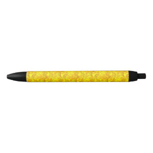 Stylo Noir Marigold jaune Floral Motif sans joint