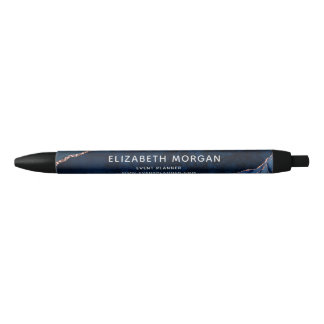 Stylo Noir Marine Blue Agate Marbre Rose Gold Parties scintil