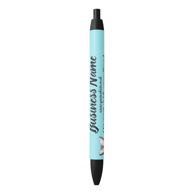 Stylo Noir Marketing professionnel turquoise personnalisé (devant Vertical)
