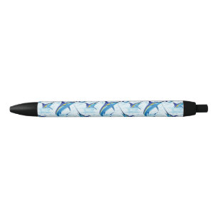 Stylo Noir Marlin Bleu Jaillissant de l'Océan