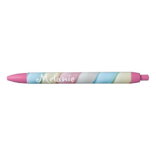 Stylo Noir Marshmallow Twist Pastel Candy Personnalisé
