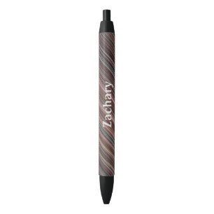 Stylo Noir Masculine Diagonale rayures Noir Brown Blanc