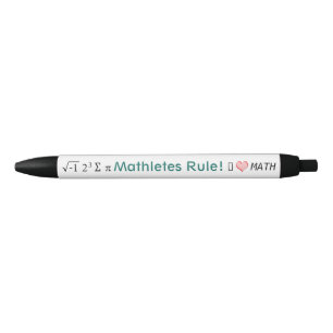 Stylo Noir Mathletes Règle I Love Math et i 8 sum pi Fun