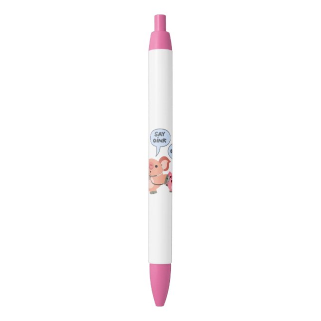 Stylo Noir Médecin et patient du cochon de dessin mignon (devant Vertical)