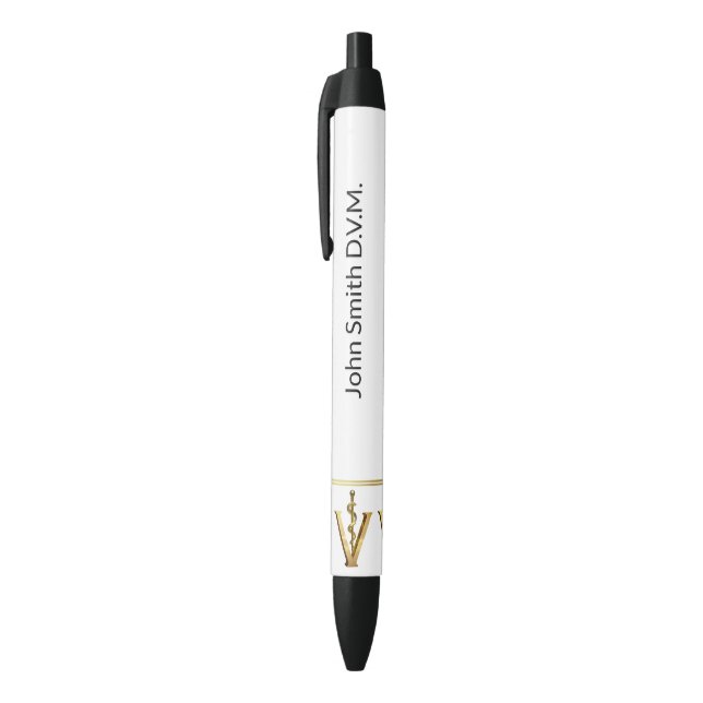 Stylo Noir Médecine vétérinaire Or V Elégant Asclepius Vet (Haut (Vertical))