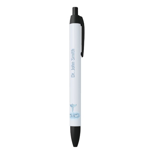 Stylo Noir Médicale Hermes Rod Caduceus Water Riples Bleu (Bas (Vertical))