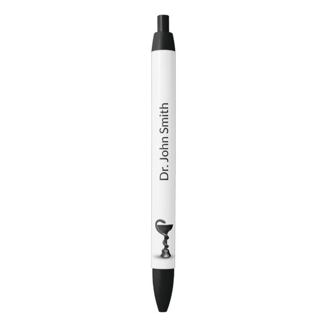 Stylo Noir Médicale Snake Bowl Black Hygieia White Caduceus (devant Vertical)