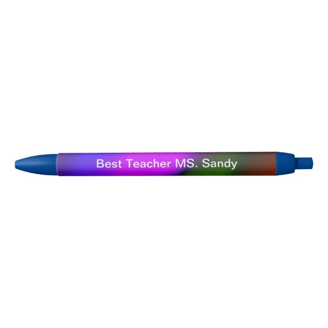 Stylo Noir Meilleur enseignant Ajouter le nom Bleu, pourpre,  (Devant)