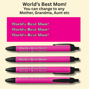 Stylo Noir Meilleure maman du monde ! - Peut modifier le text