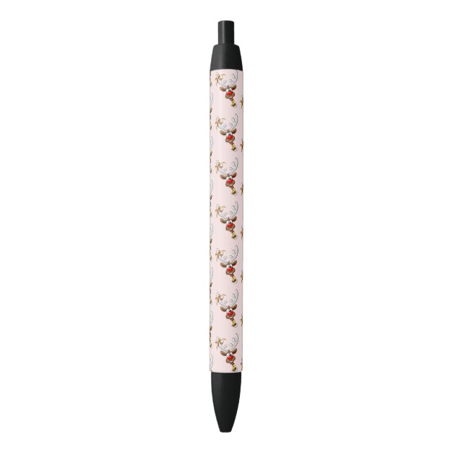 Stylo Noir Mème de Noël drôle de renne qui regarde par-dessus (devant Vertical)