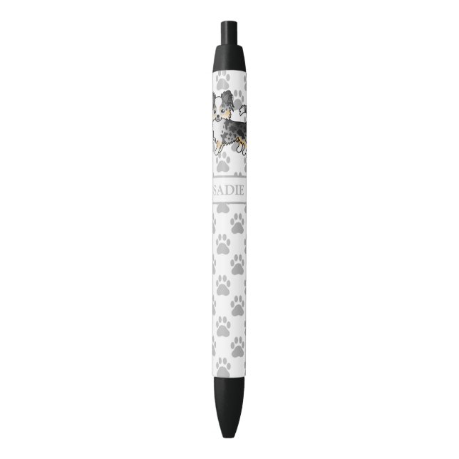 Stylo Noir Merle bleu long manteau Chihuahua Dessin Chien & N (devant Vertical)