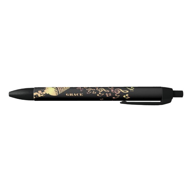 Stylo Noir Microphone de cru d'or (Bas)
