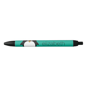 Stylo Noir mignon manchot émeraude de pingouin et noir