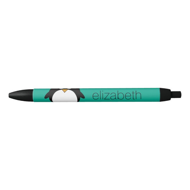 Stylo Noir mignon manchot émeraude de pingouin et noir (Devant)