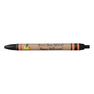 Stylo Noir Mignon Vous avez été BOOed Halloween Citrouille Or