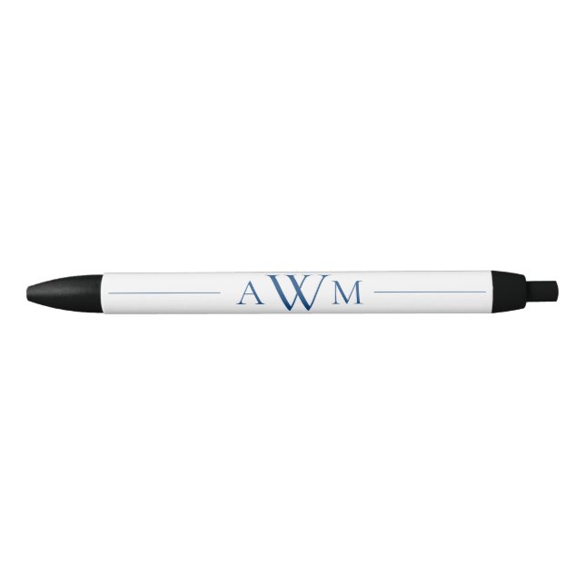 Stylo Noir Minimalist Blue Three Letter Monogram (Devant)