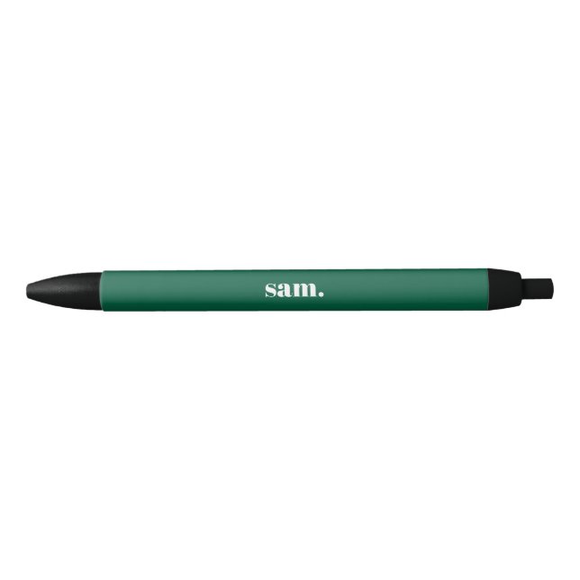 Stylo Noir Minimaliste texte personnalisé gras vert (Devant)