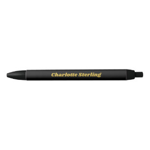 Stylo Noir Modèle de nom personnalisé Élégant Noir et Or