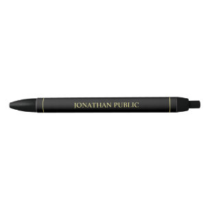 Stylo Noir Modèle de nom personnalisé en noir et or