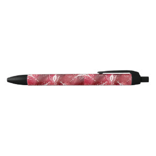 Stylo Noir Modèle Floral rouge