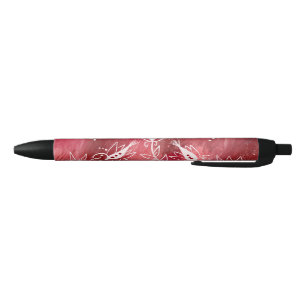 Stylo Noir Modèle Floral rouge