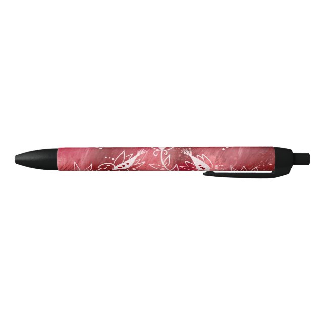 Stylo Noir Modèle Floral rouge (Bas)