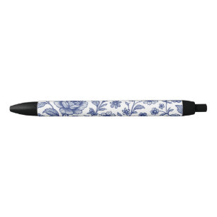 Stylo Noir Modèle Floral Royal Bleu Rose