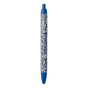 Stylo Noir Modèle Floral Vintage bleu et blanc