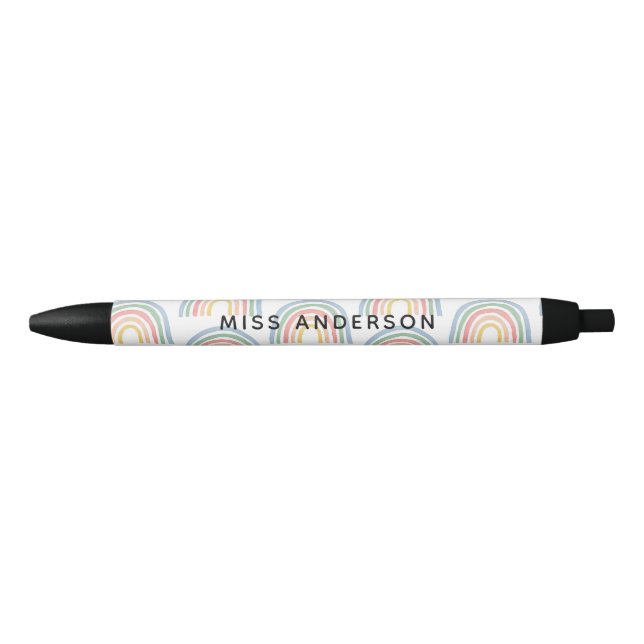 Stylo Noir Moderne aquarelle arc-en-ciel professeur merci cad (Devant)