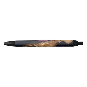 Stylo Noir Moderne Élégant Violet Sarcelle Noir Marbre Agate