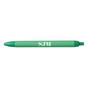 Stylo Noir Moderne monogram green white custom