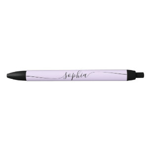 Stylo Noir Moderne Script Calligraphie Pastel Purple