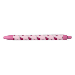 Stylo Noir Moderne Star Géométrique - rose et bordeaux