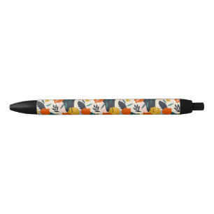 Stylo Noir Moderne tendance Preppy Chic Apricot et Feuille