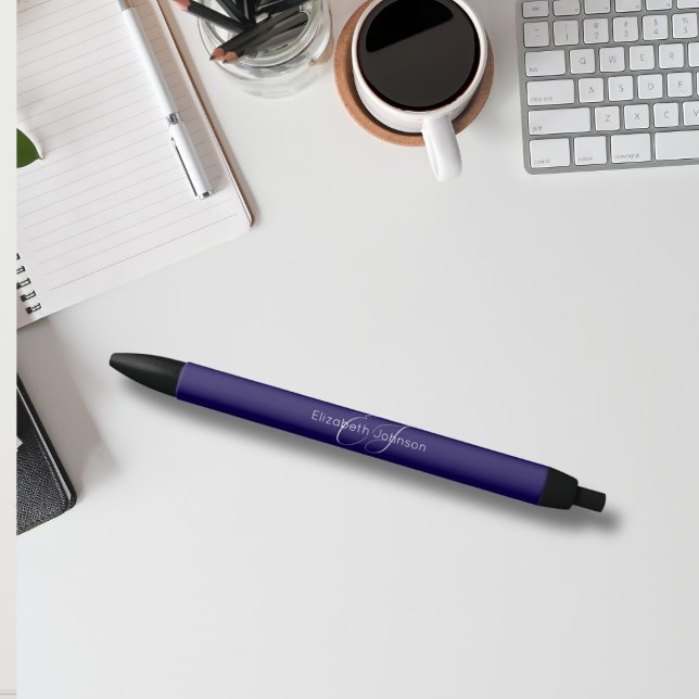 Stylo Noir monogramme bleu et blanc (Créateur téléchargé)