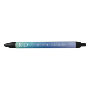 Stylo Noir Monogramme couleur bleue et nom simple
