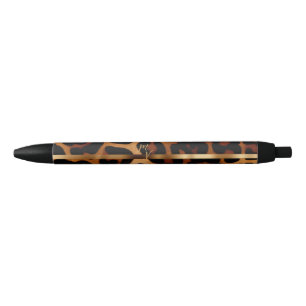 Stylo Noir Monogramme de luxe pour entreprise - Imprimé léopa