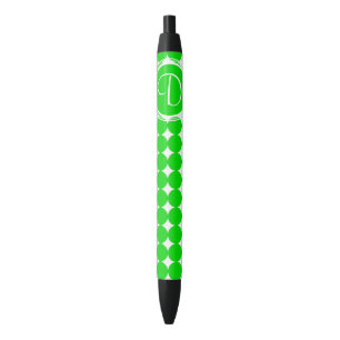 Stylo Noir Monogramme de point de polka vert