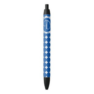Stylo Noir Monogramme de point Polka Bleu