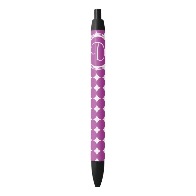Stylo Noir Monogramme de point Polka violet (devant Vertical)
