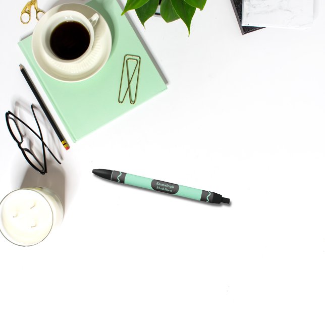 Stylo Noir Monogramme d'enveloppement de rayonne couleur Aqua (Créateur téléchargé)