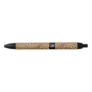Stylo Noir Monogramme Empreinte de léopard mou