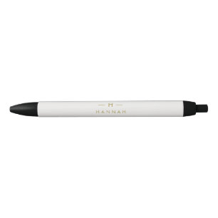 Stylo Noir Monogramme Gold Grey   Minimaliste Élégant Moderne