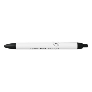 Stylo Noir Monogramme minimaliste noir blanc classique