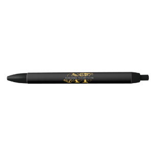 Stylo Noir Monogramme moderne en noir et or