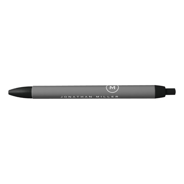 Stylo Noir Monogramme moderne minimaliste (Devant)