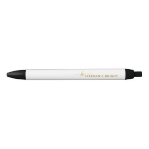 Stylo Noir Monogramme Moderne Or Écriture Calligraphique Pers